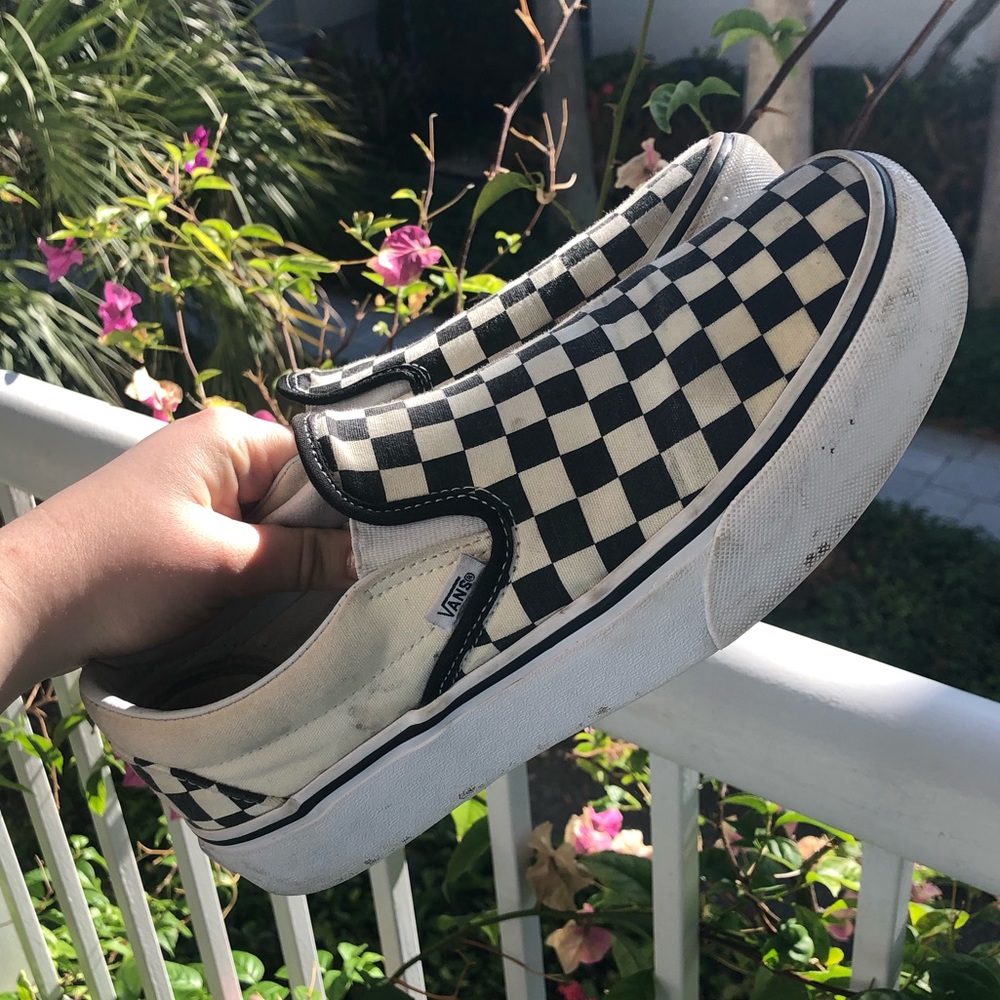 CHECKER SLIP ON VANS PLATFORM🖤